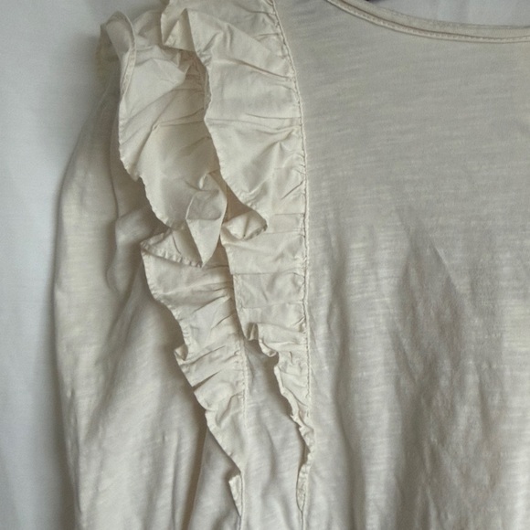 Anthropologie Ruffled V Neck Blouse Top Womens Size XSP Cream Long Sleeved - Picture 8 of 8